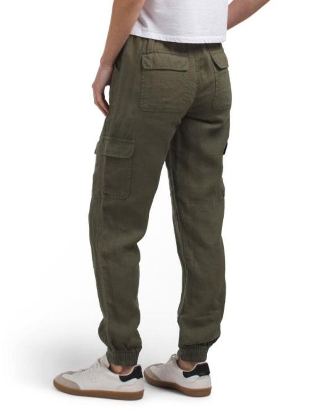 NICOLE MILLER NEW YORK Linen Joggers With Two Cargo Thigh Pockets - Picture 2 of 3
